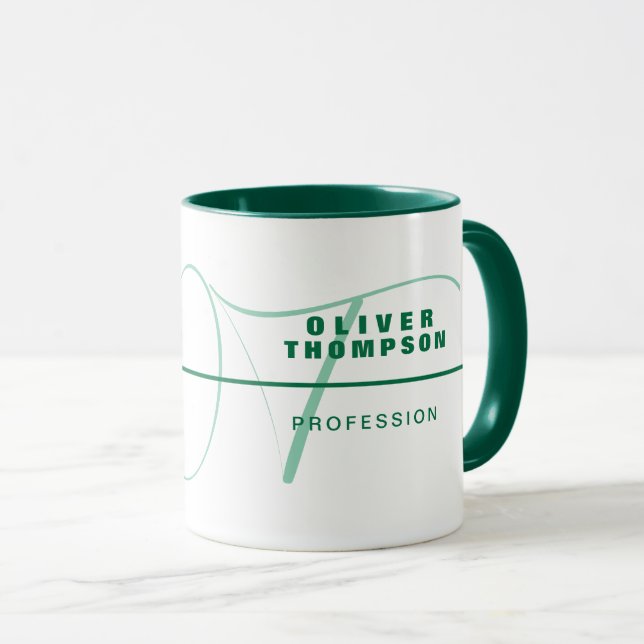 Caneca Mug de profissão de Na moda verde com nome (Frente Esquerda)