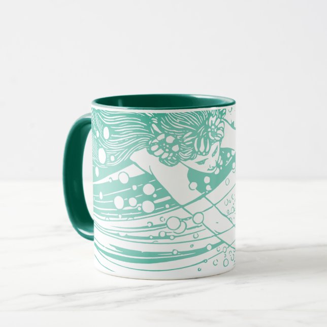 Caneca Mug de Sereia Verde (Frente Esquerda)