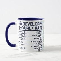 Mug de taxa horária do desenvolvedor