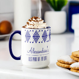 Caneca Mug de triângulos geométricos de azul personalizad