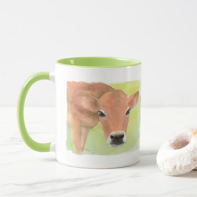Caneca Mug de Vaca Aquarela (Com Donut)