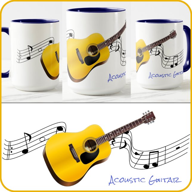 Caneca MUG - Design de Violão Acústico - Vários Estilos/T (Criador carregado)