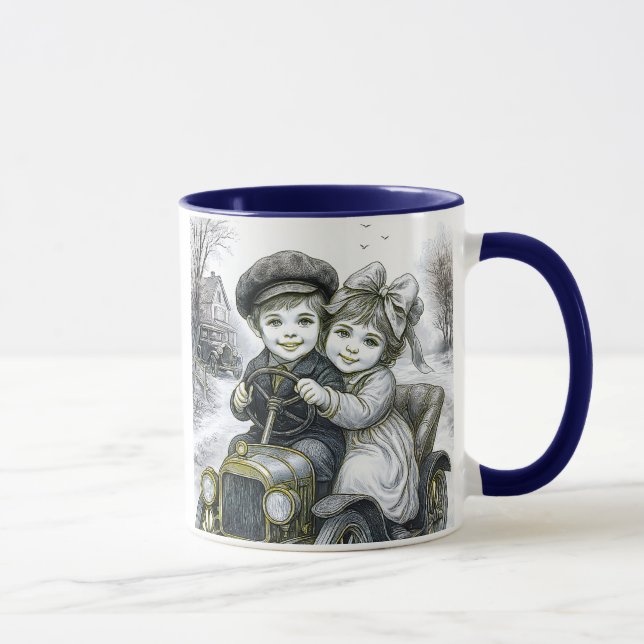 Caneca Mug deux enfants dans une voiturette. (Direita)