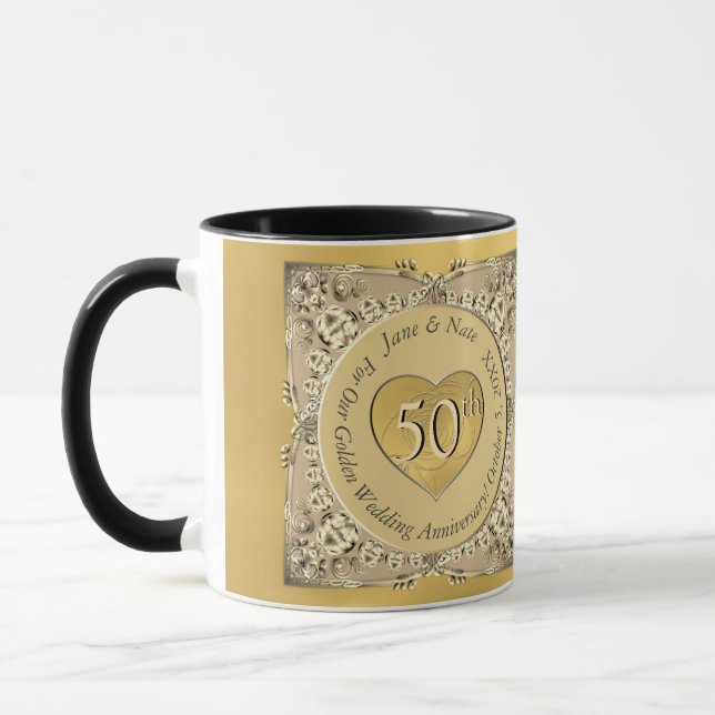 Caneca Mug do aniversário de casamento do Ouro 50º (Esquerda)
