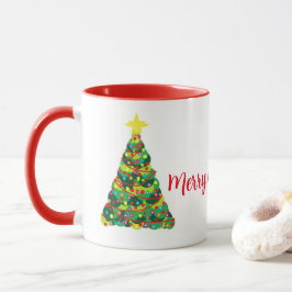 Caneca Mug Feliz De Café De Natal Com Árvores De Férias