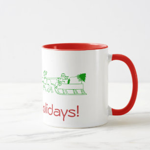 Caneca Mug - Felizes feriados com Papais noeis Sleigh