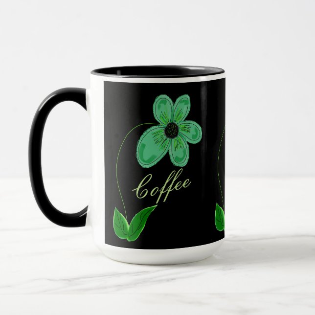 Caneca Mug Flor Com Verdes (Esquerda)