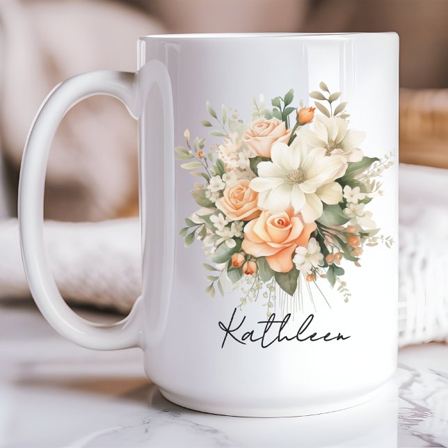 Caneca Mug Floral Personalizado, Presente para Mulheres e ( personalized name mug, flowers mug, birthday gift for women, Mother’s Day gift, mom mug, bridesmaid)