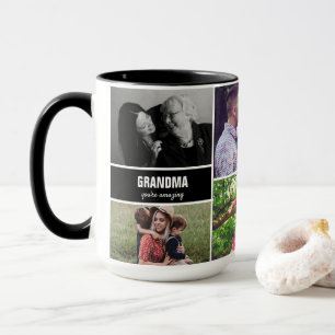 Caneca Mug for Grandma Family Photo Collage Personalizado