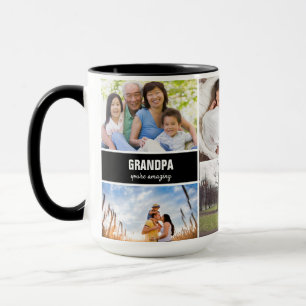 Caneca Mug for Grandpa Family Photo Collage Personalizado