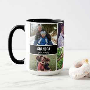 Caneca Mug for Grandpa Family Photo Collage Personalizado