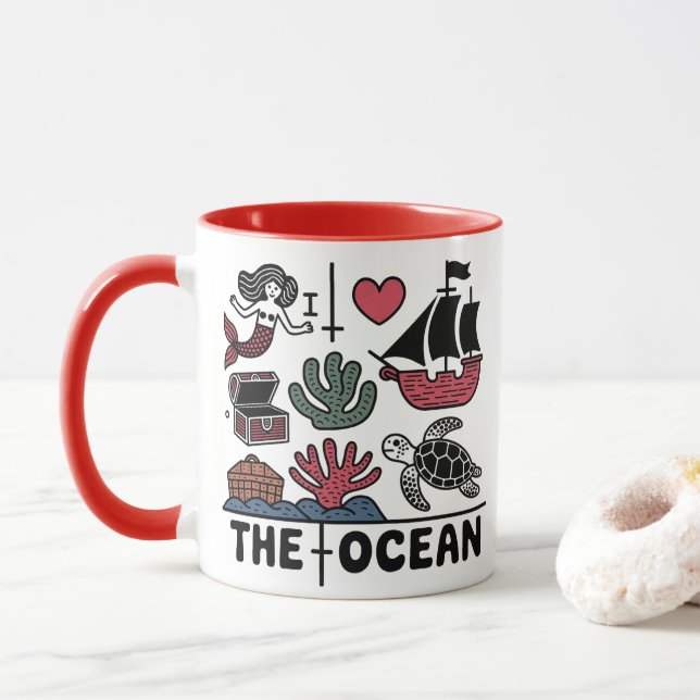 Caneca Mug I AMOR OCEANO (Com Donut)