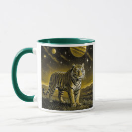 Caneca Mug image monochrome tigre puissant..