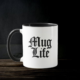 Caneca Mug Life Funny Pun Trendy Cotação Típica Negra