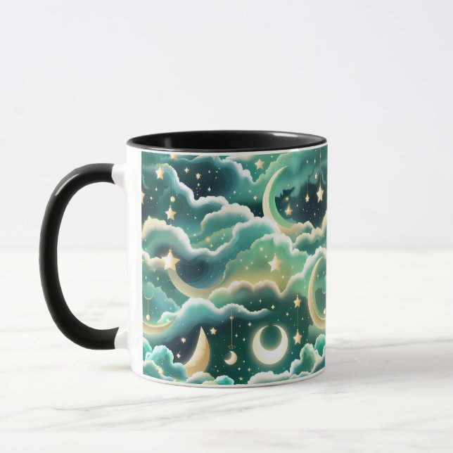 Caneca Mug - Mint Green Celestial Moon (Esquerda)