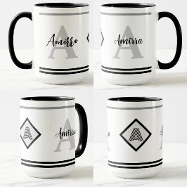 Caneca Mug Monograma Personalizado com Nome e Presente In