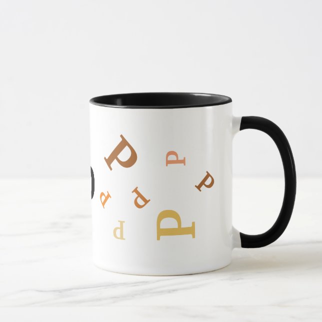 Caneca Mug - Múltiplas letras laranja e castanho (Direita)