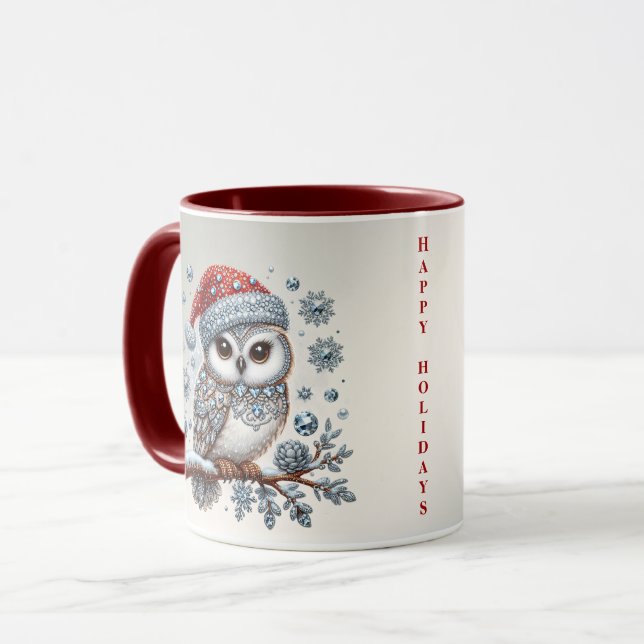 Caneca Mug Natal de Coruja (Frente Esquerda)