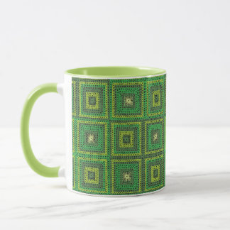 Caneca Mug Padrão de Granny Squares Verde