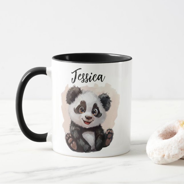 Caneca Mug Panda Personnalisé – Custom Panda Coffee Mug  (Com Donut)