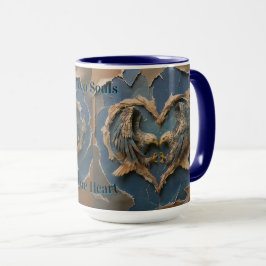 Caneca Mug Paper Cut Eagle Two Souls One Heart