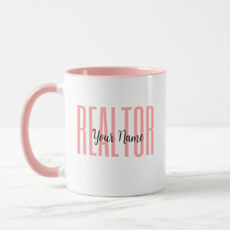 Caneca Mug Rosa do Realtor de Nomes Personalizados