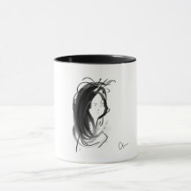 Mug Rosto de mulher aos cabelos longos