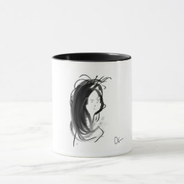 Caneca Mug Rosto de mulher aos cabelos longos