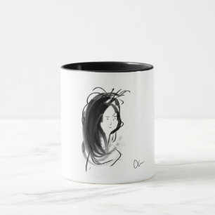 Caneca Mug Rosto de mulher aos cabelos longos