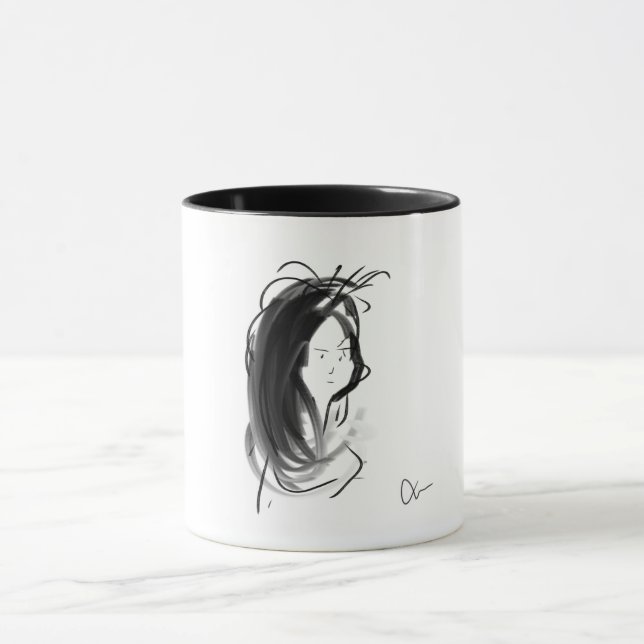 Caneca Mug Rosto de mulher aos cabelos longos (Centro)