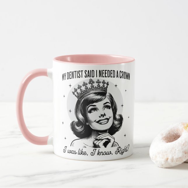 Caneca Mug Sarcástico Retroativo - Coroa (Com Donut)