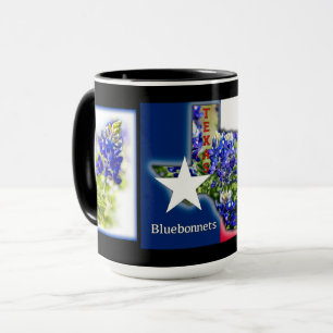 Caneca Mug Texas Bluebonnets e cores do estado com preto