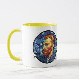 Caneca Mug Van Gogh portrait Starry night Unique Design
