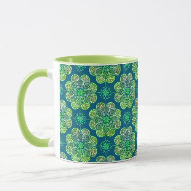 Caneca Mug verde de café com Design azulejo (Esquerda)