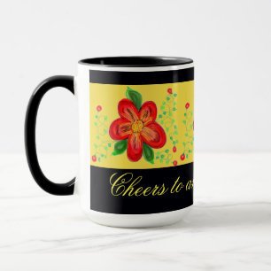 Caneca Mug Vermelho Moderno Flor