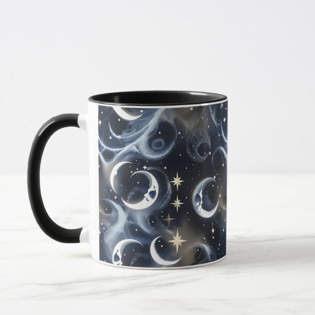 Caneca Mugs – Metallic Silver Celestial Moon Phase Luxury (Esquerda)