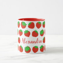 Mugs Red Strawberry Personalizados com Nome