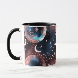 Caneca Mugs – Rose Gold Celestial Moon Phase Luxury Coffe
