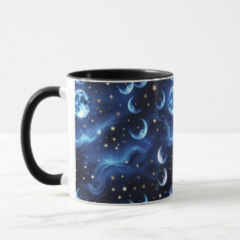 Caneca Mugs – Sapphire Blue Celestial Moon Phase Luxury