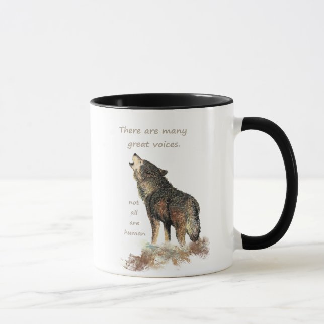 Caneca Muitas vozes de excelente, citação do lobo inspira (Direita)