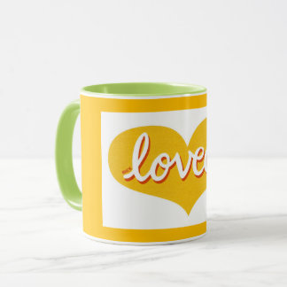 Caneca MUITO AMADO - Coração de amor amarelo -