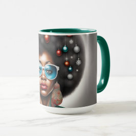 Caneca Mulher afro, elegante e bizarra disposição de féri