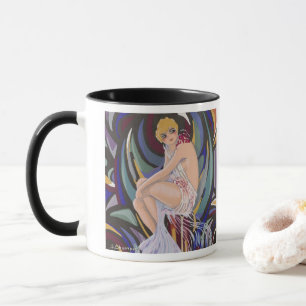 Caneca Mulher Art Déco Vintage com Cortinas por S. Chompr