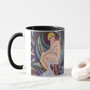 Caneca Mulher Art Déco Vintage com Cortinas por S. Chompr