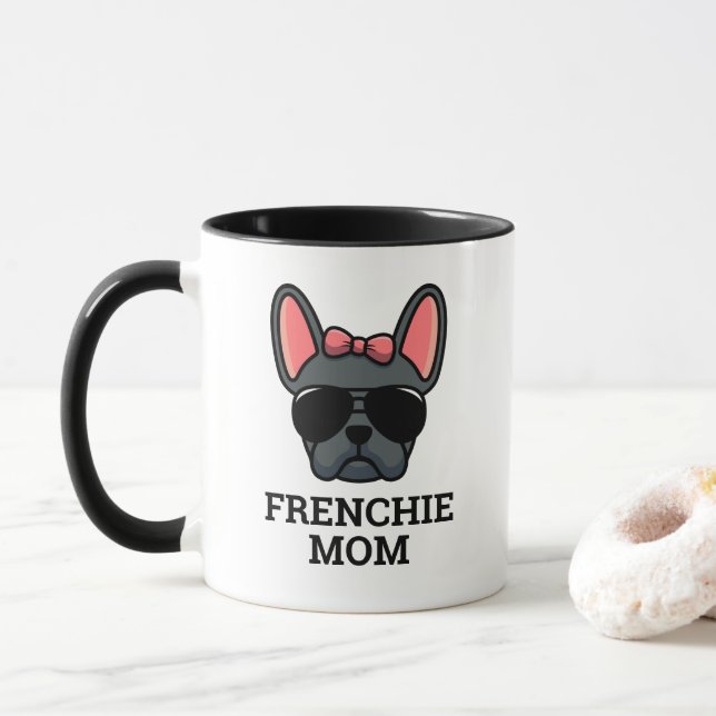 Caneca Mulher Blue Buldogue Francês Filhote Cachorro Fran (Com Donut)
