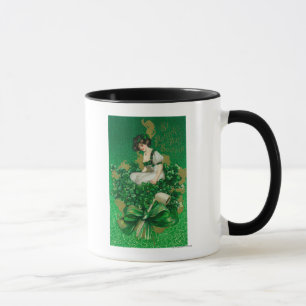 Caneca Mulher da lembrança do dia de St Patrick na cena