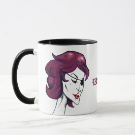 Caneca Mulher de Cabelo Roxo Pirata Violeta Desenho Arte