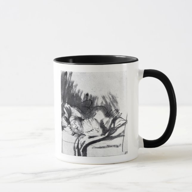 Caneca Mulher doente em uma cama, talvez Saskia (Direita)