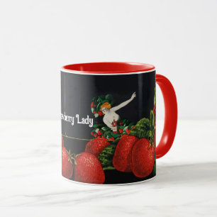 Caneca MULHER E STRAWBERRIS Art Nouveau Strawberry Lady