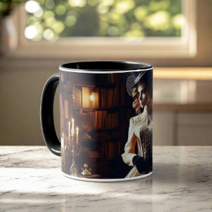 Caneca Mulher Elegante Misteriosa Vitoriana Vintage